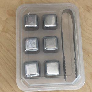 Travel Metal Ice Cube & Tongs Modern 007 Style